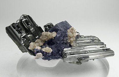 Bournonite with Fluorite, Muscovite and Jamesonite. Rear