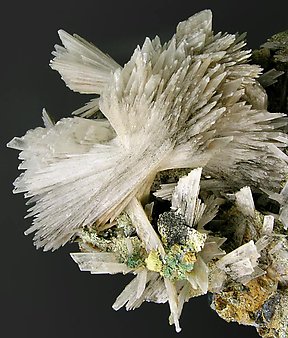 Gypsum with Malachite and Boulangerite. 