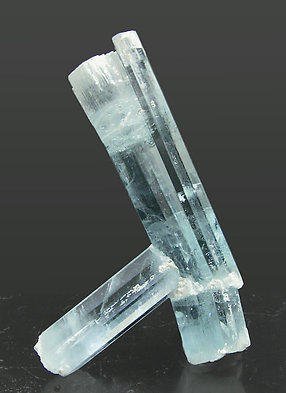 Doubly terminated Beryl (variety aquamarine) with Albite. Rear