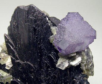 Ferberite with Fluorite and Muscovite. 