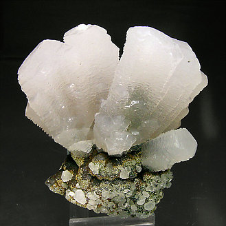 Calcite with Pyrite, Goethite and Fluorite. Front
