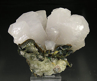 Calcite with Pyrite, Goethite and Fluorite. Rear
