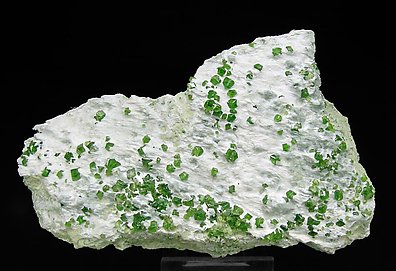 Andradite (variety demantoid) with Amphibole. Front