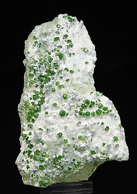 Andradite (variety demantoid) with Amphibole. Front