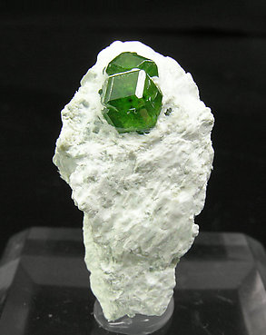 Andradite (variety demantoid) with Amphibole. 