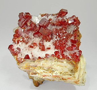 Vanadinite with Baryte and Gypsum. Front