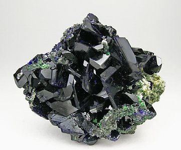 Azurite with Malachite and Quartz.