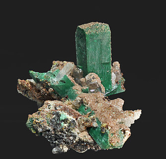 Malachite after Azurite with Cerussite.