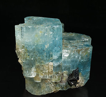 Beryl (variety aquamarine) with Schorl.