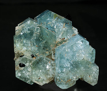 Beryl (variety aquamarine) with Schorl. Top