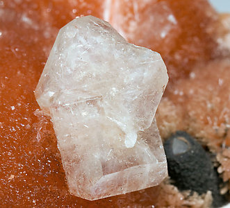 Inesite with Hydroxyapophyllite-(K), Calcite and Prehnite. 