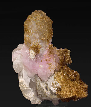 Eosphorite with Quartz, Quartz (variety rose) and Muscovite. 