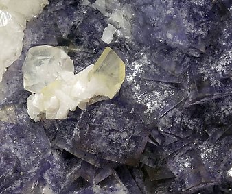 Fluorite with Calcite, Baryte and Dolomite. 