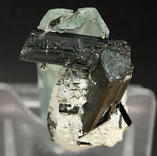 Beryl (variety aquamarine) with Schorl and Albite. Bottom