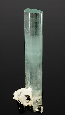 Beryl (variety aquamarine) with Schorl and Albite. Front