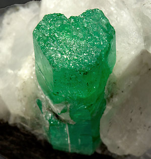 Beryl (variety emerald) with Calcite. Top