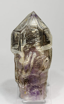 Sceptered Quartz (variety amethyst) and smoky Quartz. Front