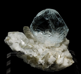 Beryl (variety aquamarine) with Albite and Muscovite.