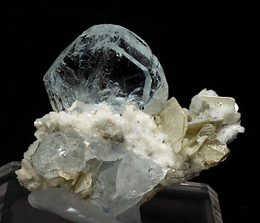 Beryl (variety aquamarine) with Albite and Muscovite. Rear