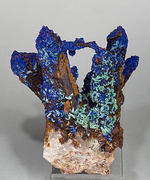 Quartz with Azurite and Malachite. Rear