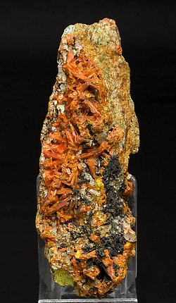 Crocoite with Vauquelinite and Quartz.