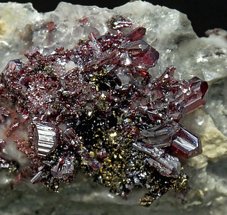 Proustite with Chalcopyrite and Calcite. 