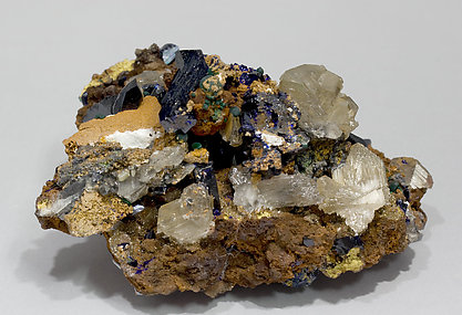 Azurite with Cerussite and Malachite. Rear