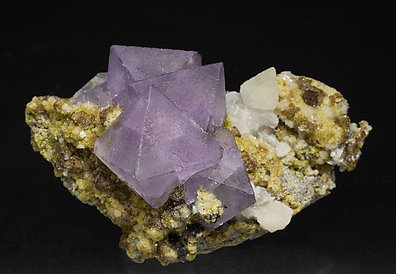 Fluorite with Vesuvianite and Grossular.