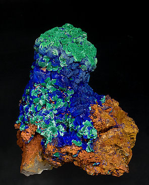 Azurite with Malachite and Quartz.