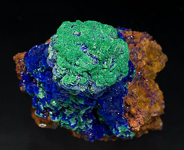 Azurite with Malachite and Quartz. Top