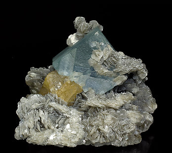Fluorite with Scheelite and Muscovite. Front