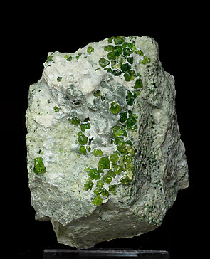 Andradite (variety demantoid) with Amphibole. 