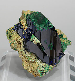 Azurite with Bayldonite and Malachite. Front