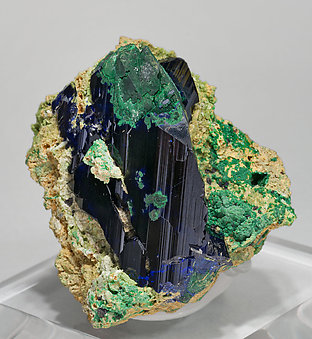 Azurite with Bayldonite and Malachite. Side