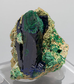 Azurite with Bayldonite and Malachite. Side