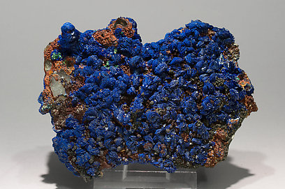 Azurite with Malachite, Quartz and Calcite. Rear