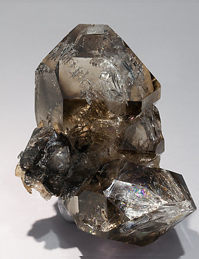 Smoky Quartz with Calcite.