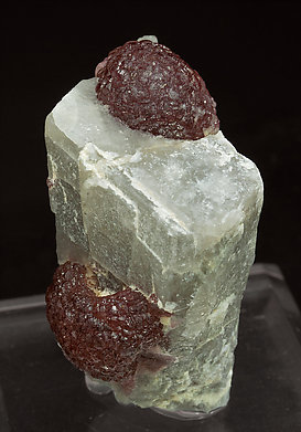 Elbaite (variety rubellite) with Calcite. 