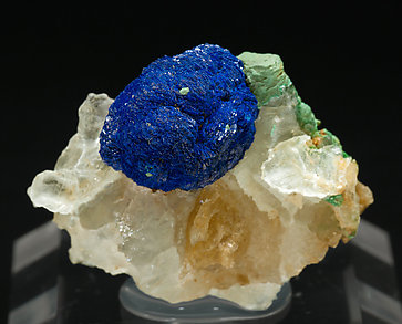 Azurite with Malachite and Gypsum.