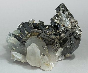Ferberite with Quartz, Arsenopyrite and Muscovite. Rear