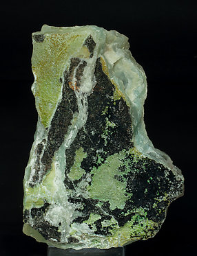 Aurichalcite on Calcite with Aurichalcite inclusions (variety zeiringite).