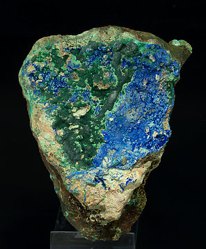 Azurite with Conichalcite and Tyrolite. 