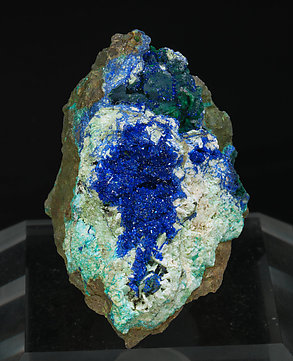 Azurite with Conichalcite and Tyrolite. 