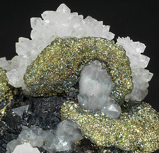 Pyrite after Pyrrhotite, Sphalerite and Quartz. 