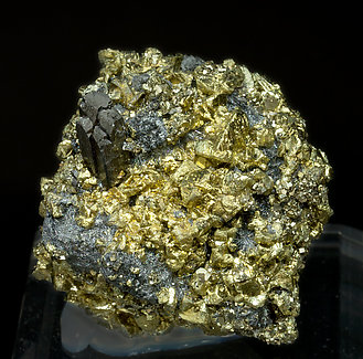 Chalcopyrite with Ferberite and Boulangerite (variety plumosite) . Front