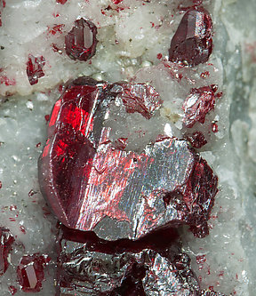 Cinnabar with Mercury and Calcite. 