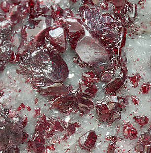 Cinnabar with Mercury and Calcite. 