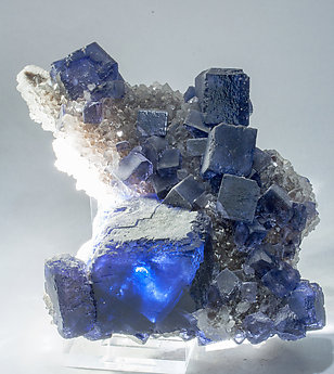 Fluorite with Quartz. Light behind