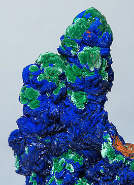 Azurite with Malachite and Quartz. 