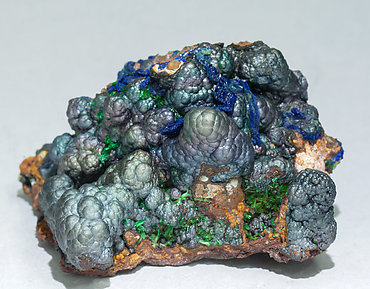 Goethite with Azurite and Malachite. 